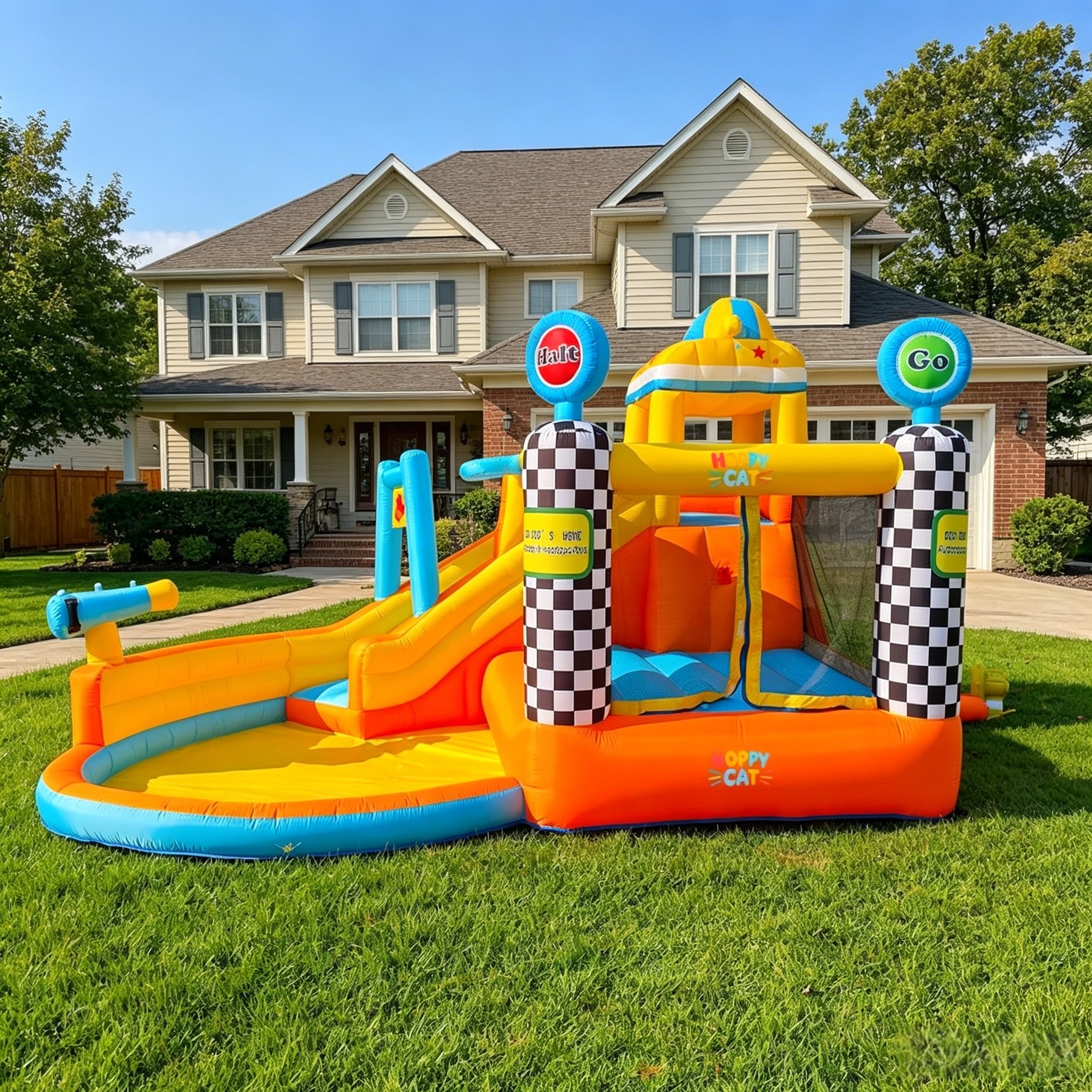 HOPPYCAT Inflatable Castle & Slide Combo – Family Use (Oxford Fabric)