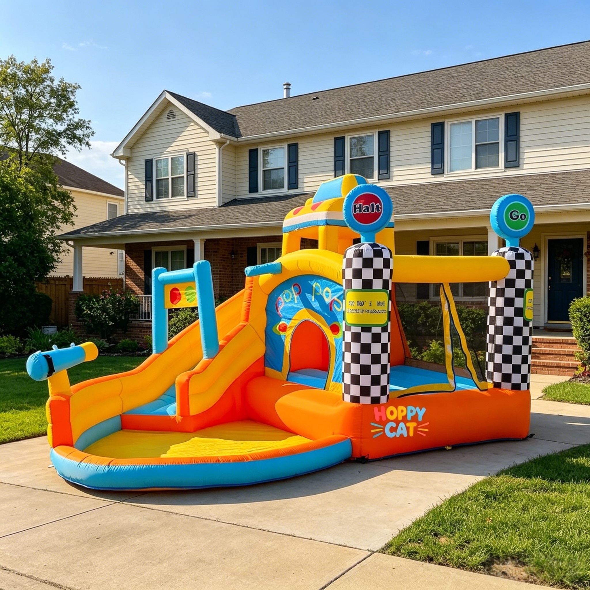 HOPPYCAT Inflatable Castle & Slide Combo – Family Use (Oxford Fabric)