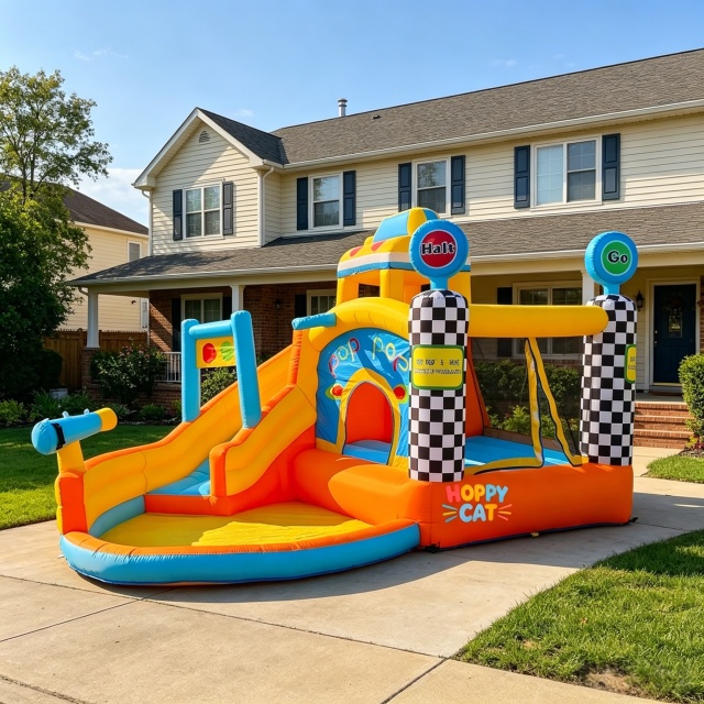 HOPPYCAT Inflatable Castle & Slide Combo – Family Use (Oxford Fabric)
