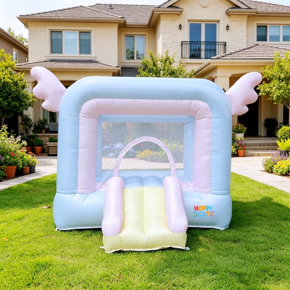 Hoppy Cat Angel Wings Bounce House with Slide and Ball Pits