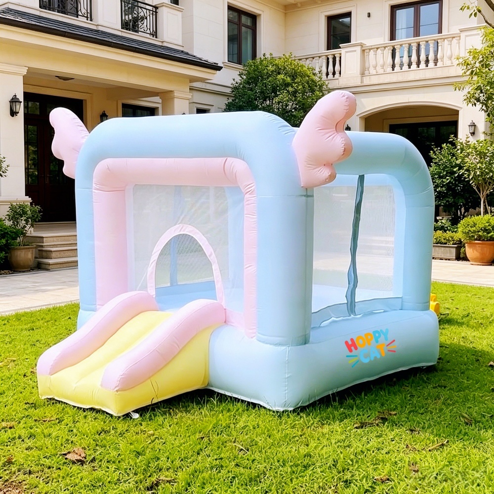 Hoppy Cat Angel Wings Bounce House with Slide and Ball Pits