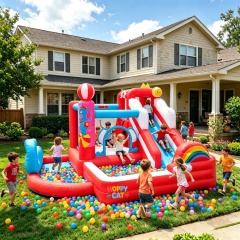 Inflatable Bounce House with Slide & Ball Pit