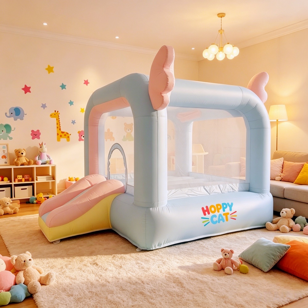 Hoppy Cat Angel Wings Bounce House with Slide and Ball Pits