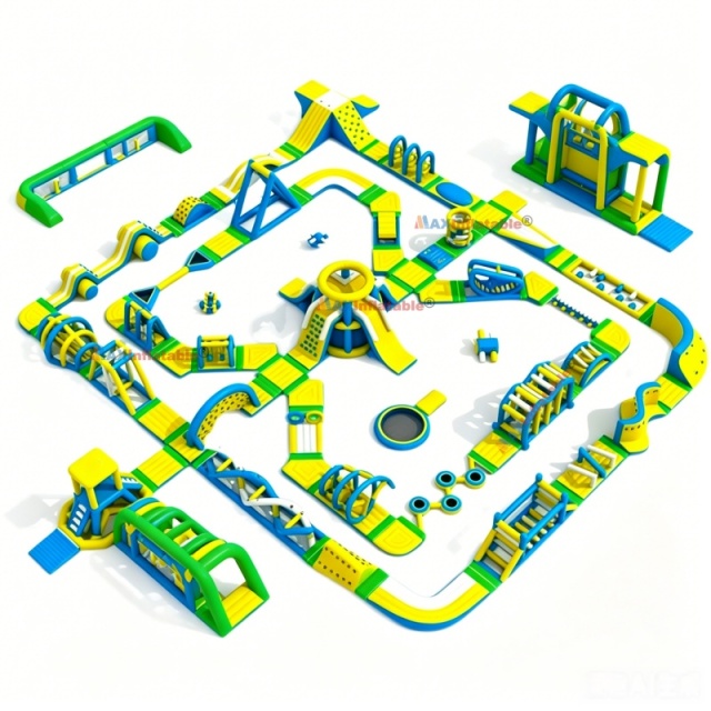 Inflatable Floating Water Obstacle Course Ultimate Aqua Adventure Park