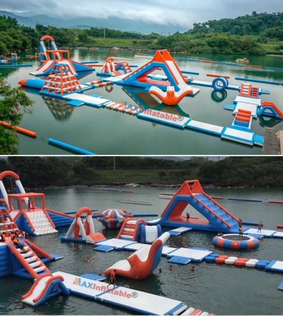 Durable 0.9mm PVC Inflatable Water Obstacle Course Game Park