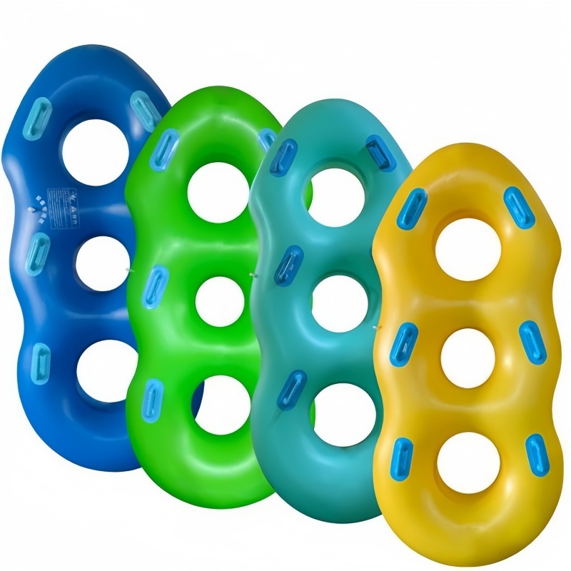 Durable K80 PVC 1.0mm 3-Seat Inflatable Water Slide Float Ring