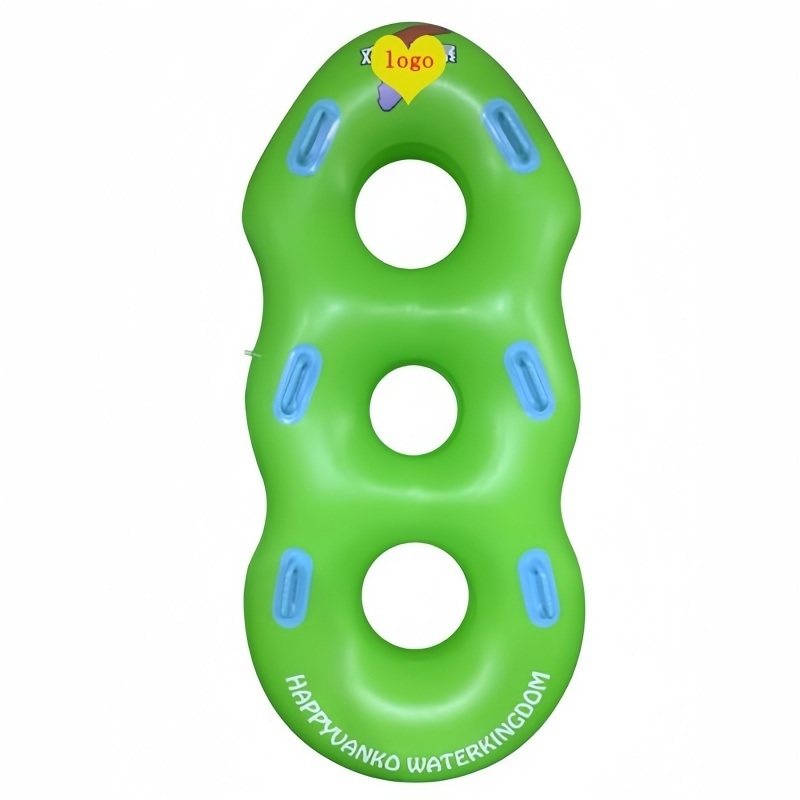 Durable K80 PVC 1.0mm 3-Seat Inflatable Water Slide Float Ring