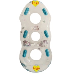 Durable K80 PVC 1.0mm 3-Seat Inflatable Water Slide Float Ring