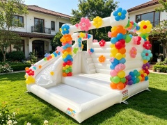 White Inflatable Bouncy Castle with Slide & Ball Pit