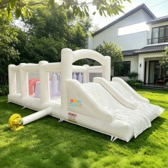 Heavy Duty White Inflatable White Bouncer with 2 Slides