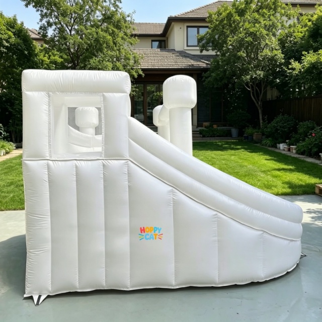 White Inflatable Bouncy Castle with Slide & Ball Pit
