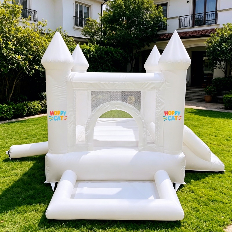 HOPPYCAT White Flower Themed Bouncy Castle (With Slide)