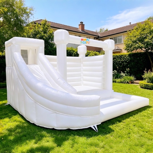 White Inflatable Bouncy Castle with Slide & Ball Pit