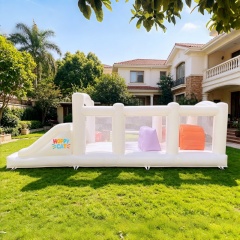 Heavy Duty White Inflatable White Bouncer with 2 Slides