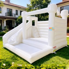 White Inflatable Bouncy Castle with Slide & Ball Pit