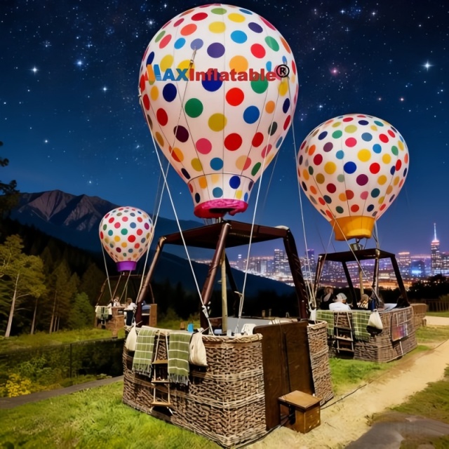 Outdoor Dining Table Decorated with Hot Air Balloons