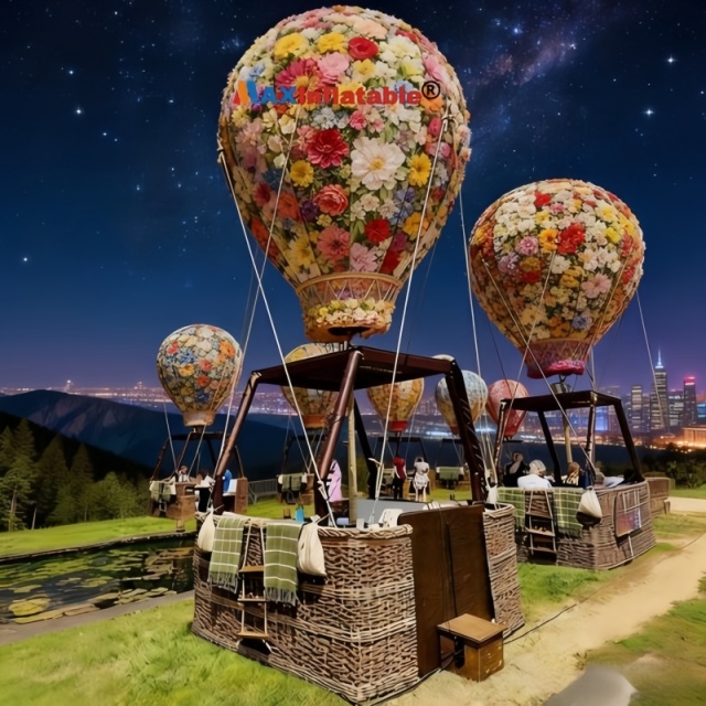 Outdoor Dining Table Decorated with Hot Air Balloons