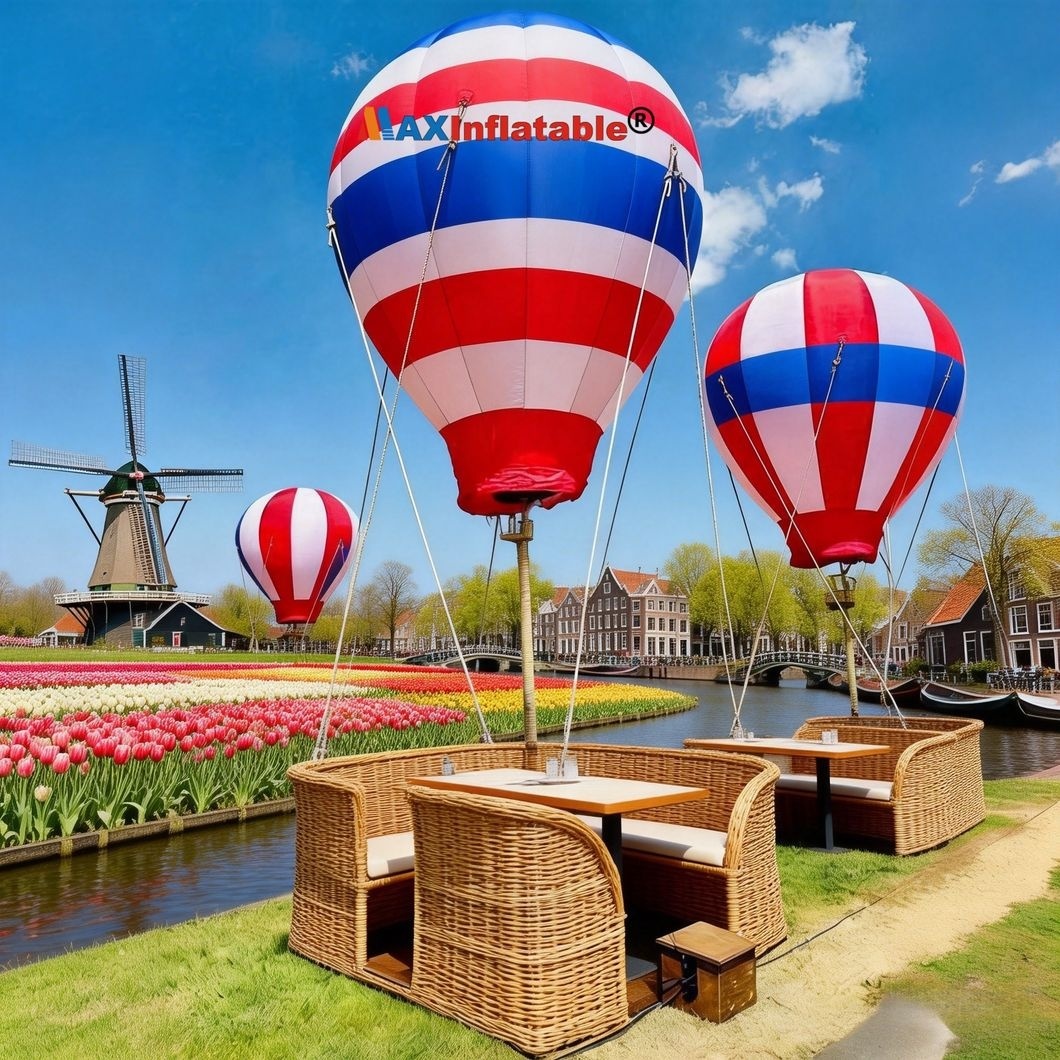 Outdoor Dining Table Decorated with Hot Air Balloons
