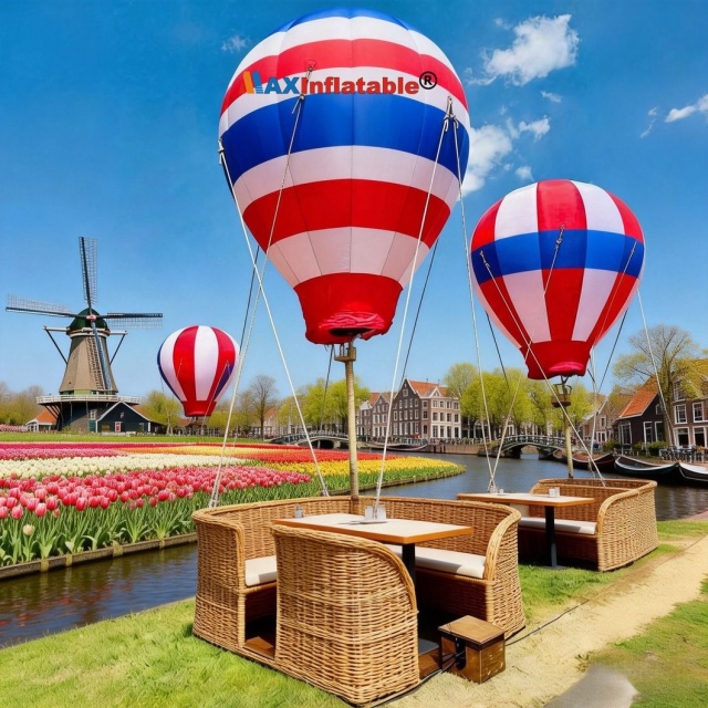 Outdoor Dining Table Decorated with Hot Air Balloons