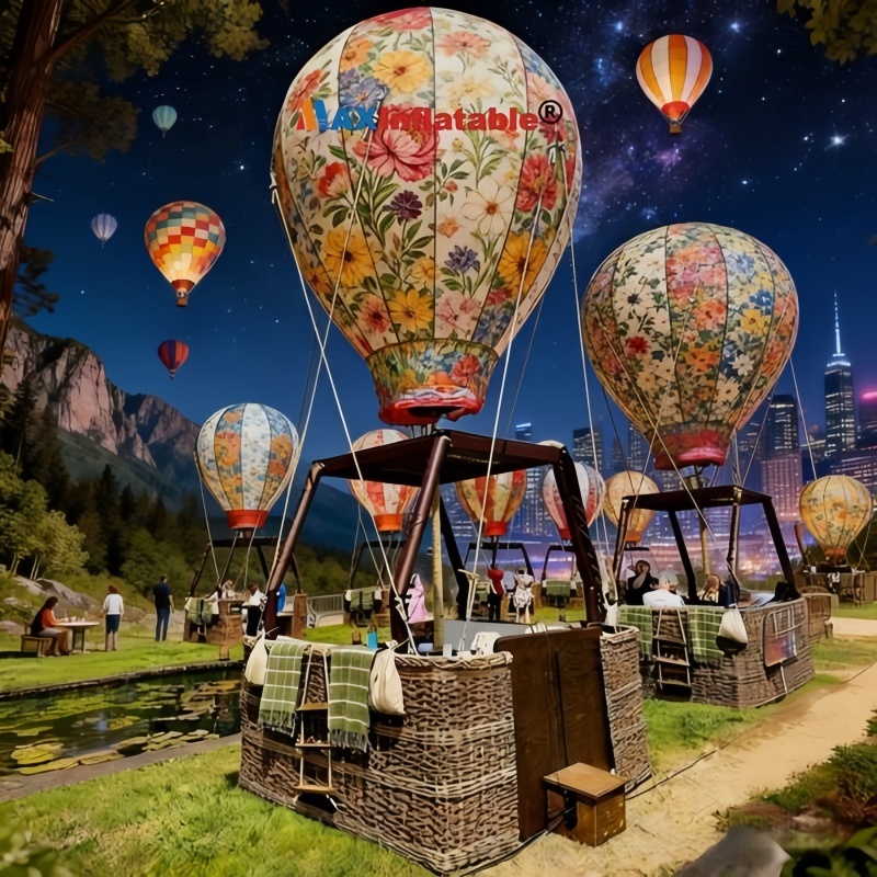 Outdoor Dining Table Decorated with Hot Air Balloons