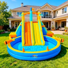 Double Lane Inflatable Water Slide with Splash Pool