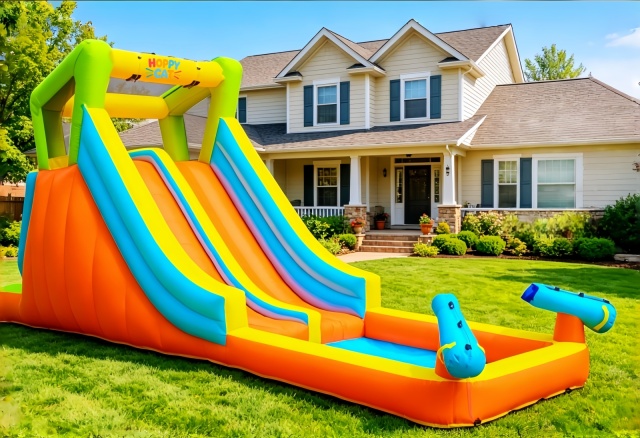Heavy Duty 840D Oxford Cloth Kids Waterslide with Climbing Wall,