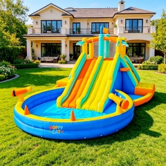 Double Lane Inflatable Water Slide with Splash Pool