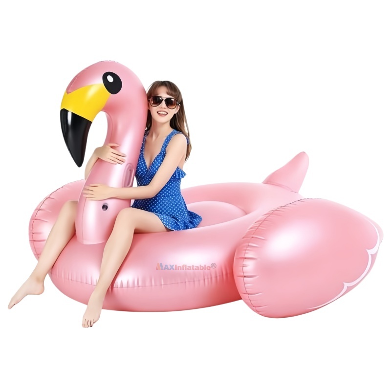 Rose Golden PVC Flamingo Pool Float for Relaxing Water Game