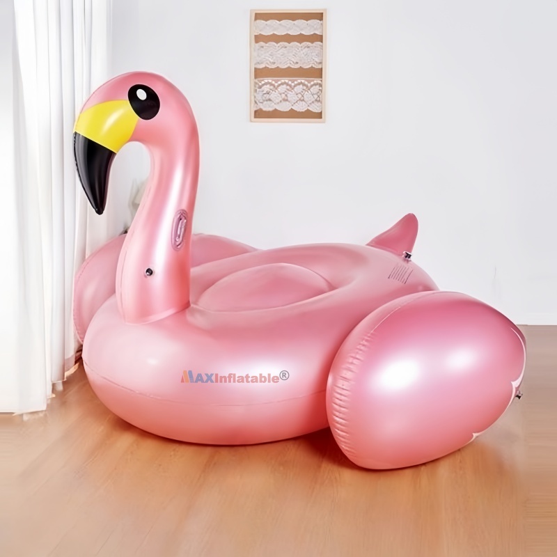 Rose Golden PVC Flamingo Pool Float for Relaxing Water Game