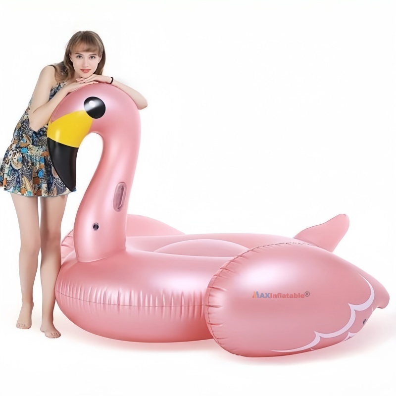 Rose Golden PVC Flamingo Pool Float for Relaxing Water Game