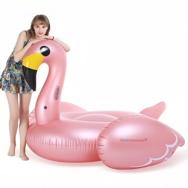 Rose Golden PVC Flamingo Pool Float for Relaxing Water Game