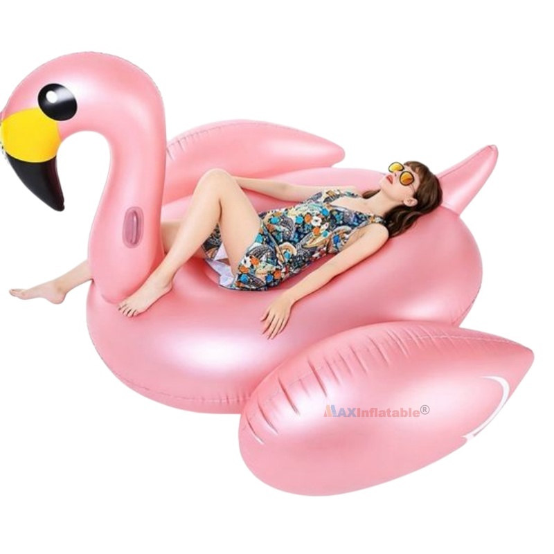 Rose Golden PVC Flamingo Pool Float for Relaxing Water Game