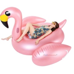 Rose Golden PVC Flamingo Pool Float for Relaxing Water Game