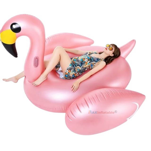 Rose Golden PVC Flamingo Pool Float for Relaxing Water Game