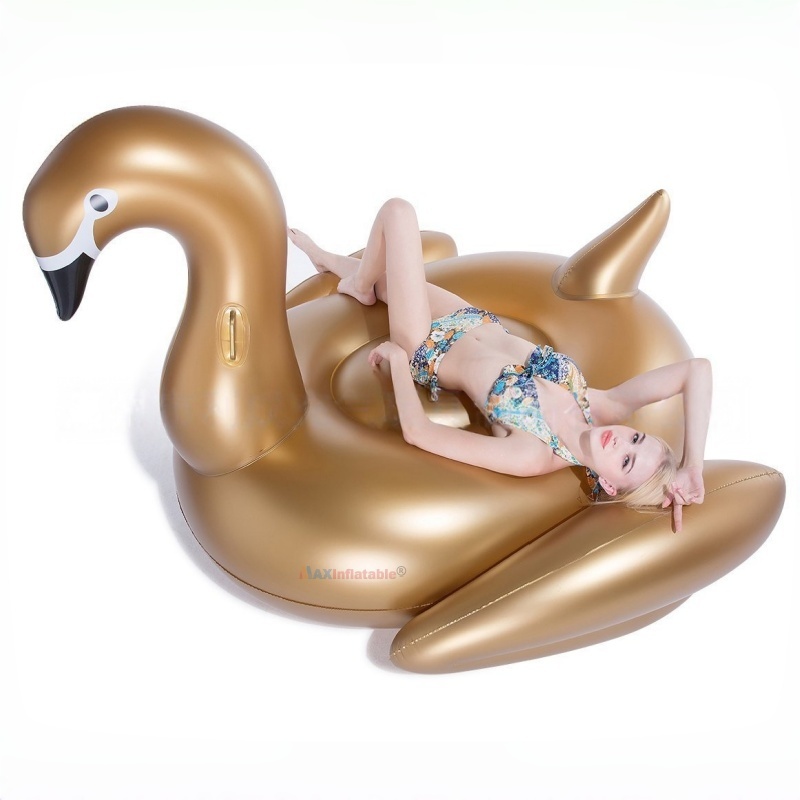 MaxInflatable Inflatable Gold Swan Pool Float