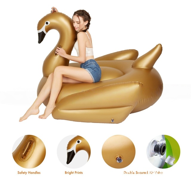 MaxInflatable Inflatable Gold Swan Pool Float