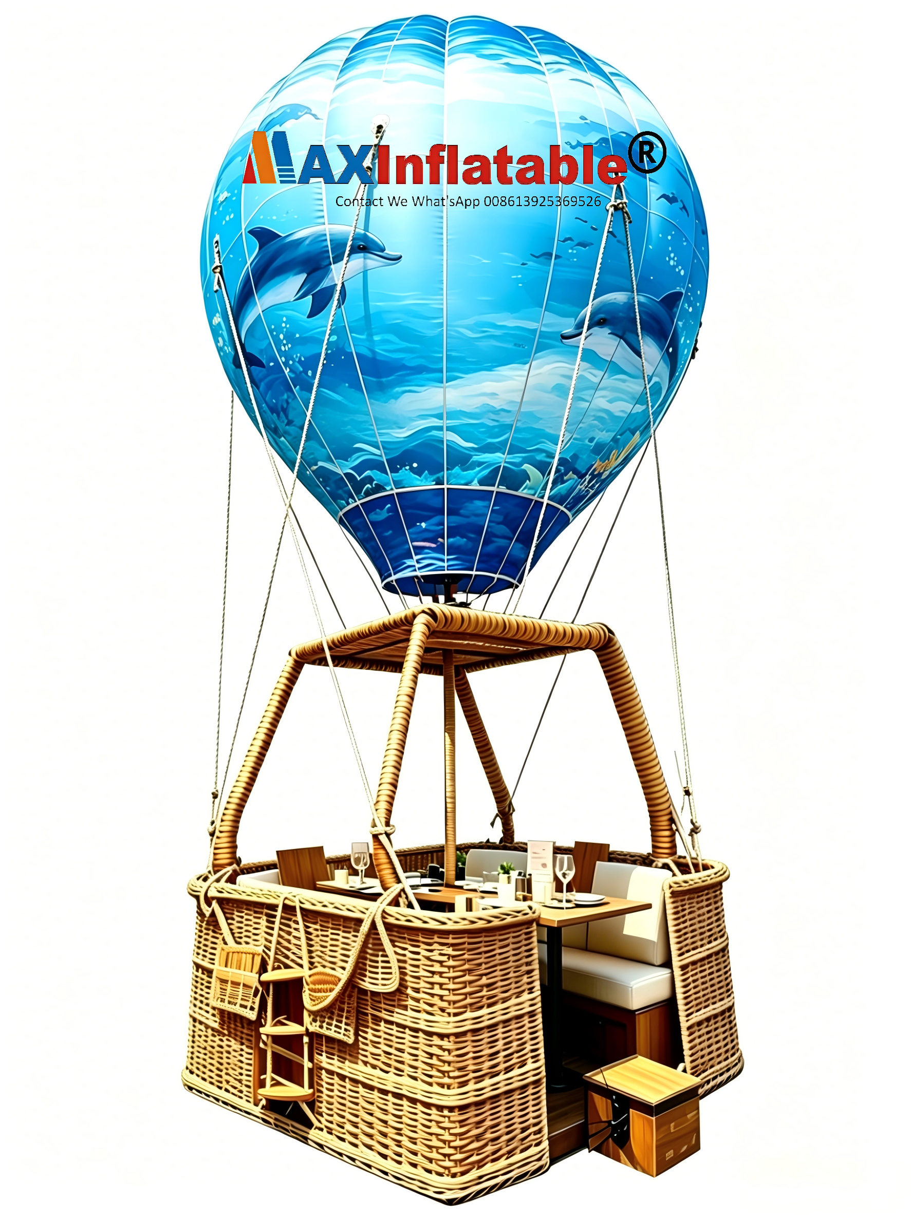 Custom Hot Air Balloon Dining Tables & Rattan Booths | Custom Patterns & Designs for Catering