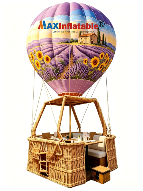 Custom Hot Air Balloon Dining Tables & Rattan Booths | Custom Patterns & Designs for Catering