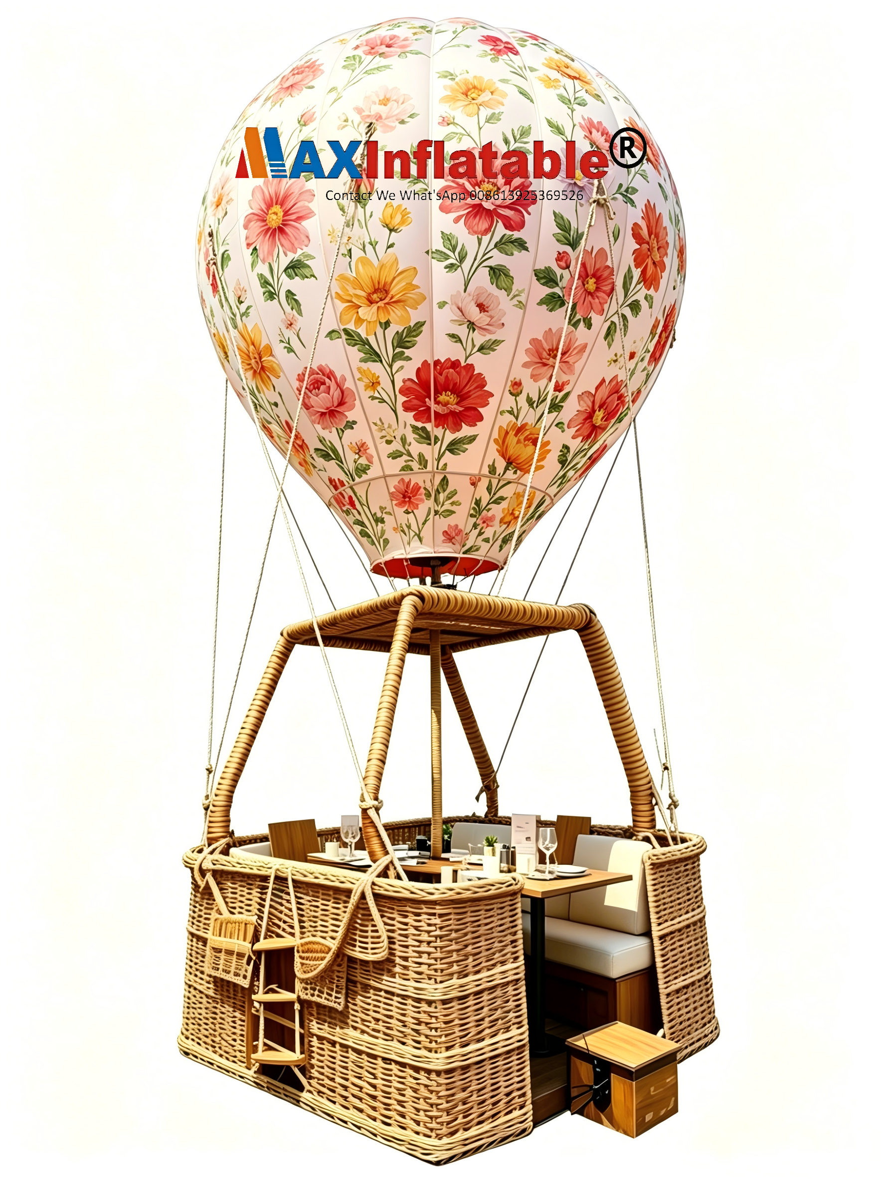 Custom Hot Air Balloon Dining Tables & Rattan Booths | Custom Patterns & Designs for Catering