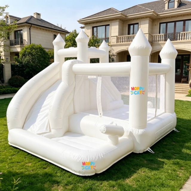 3.2m White Wet Dry Inflatable Bounce Castle with Slide & Water Gun