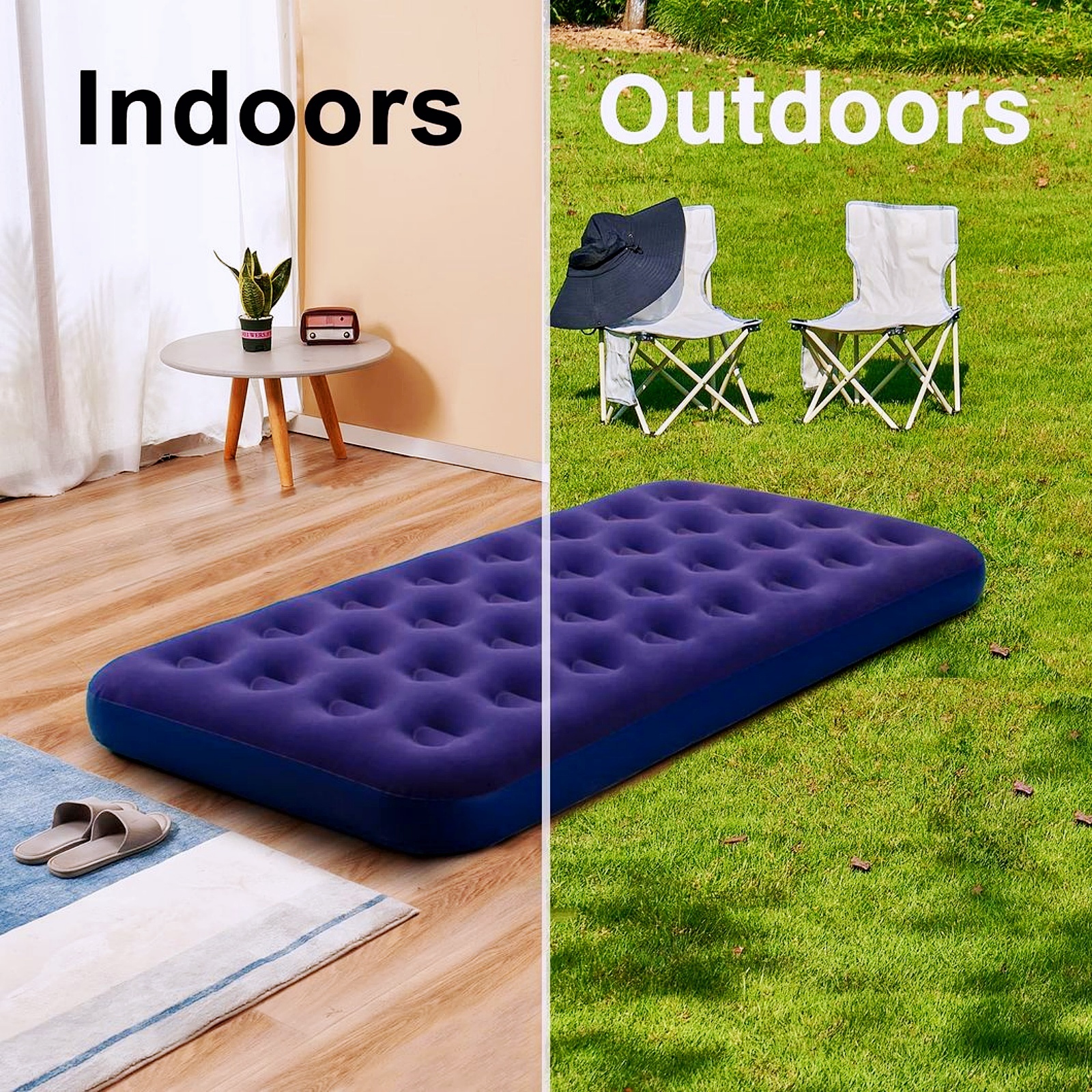 Inflatable 32 Holes Single Flocked Air Mattress
