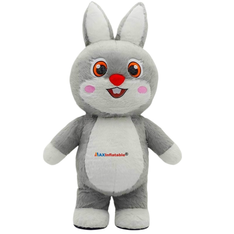 Inflatable Short Plush Rabbit Mascot Costume