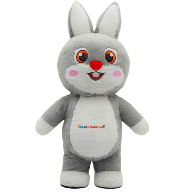 Inflatable Short Plush Rabbit Mascot Costume
