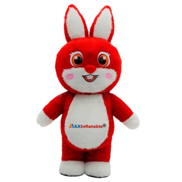 Inflatable Short Plush Rabbit Mascot Costume