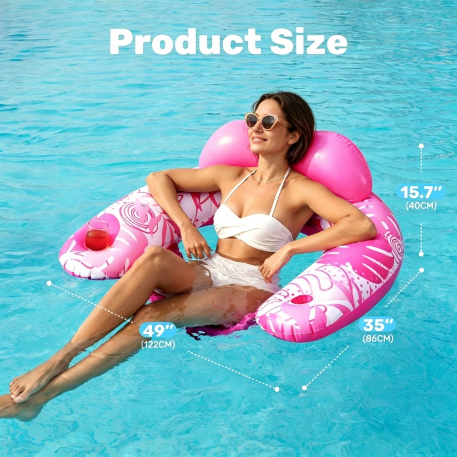MaxInflatable Inflatable Pool Lounge Chairs with Cup Holders