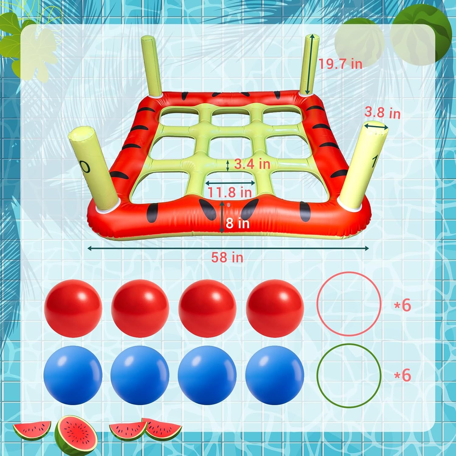 Pool Toys Game Set Giant Inflatable Pool Tic Tac Toe with Ring Toss Game