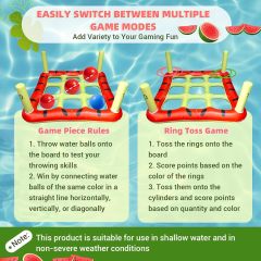 Pool Toys Game Set Giant Inflatable Pool Tic Tac Toe with Ring Toss Game
