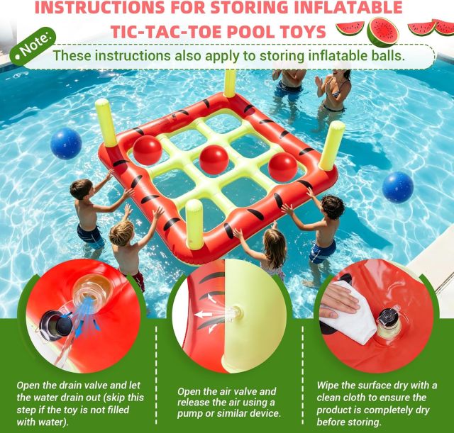 Pool Toys Game Set Giant Inflatable Pool Tic Tac Toe with Ring Toss Game