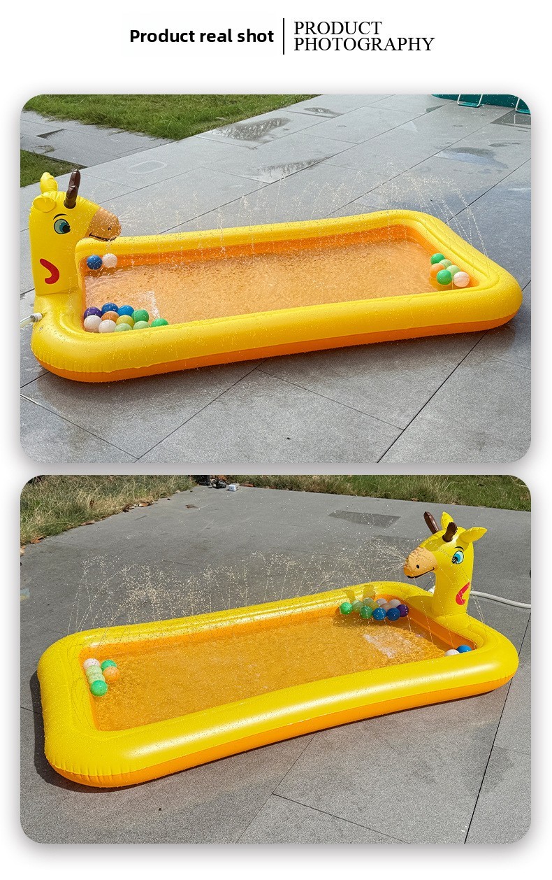 Inflatable Giraffe Spray Pool | Kids Backyard Splash Pool Water Toy