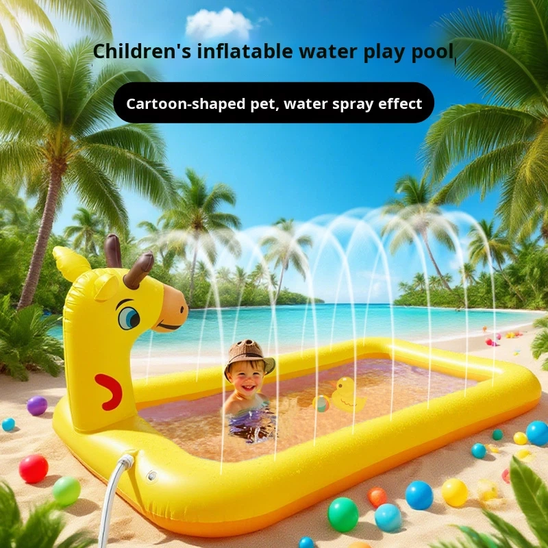 Inflatable Giraffe Spray Pool | Kids Backyard Splash Pool Water Toy